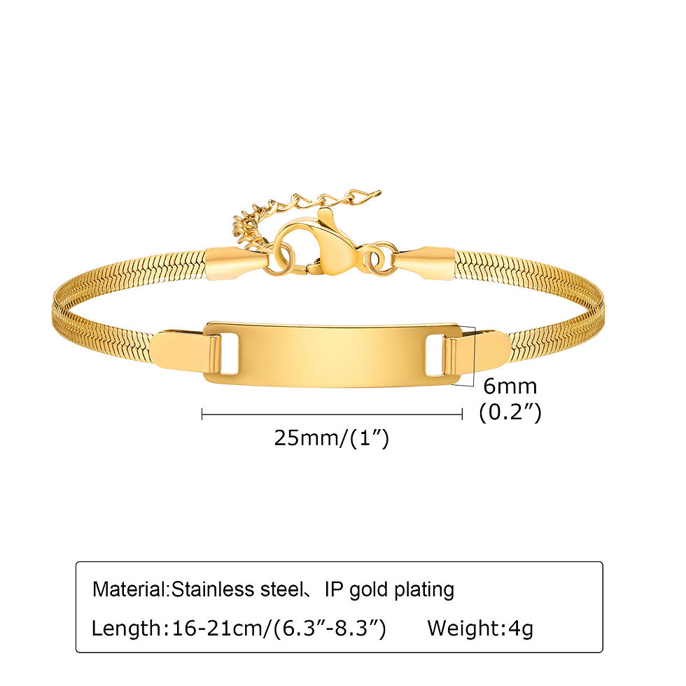 Miniature : Custumized Bracelet, Stainless Steel Engraved Name for familly