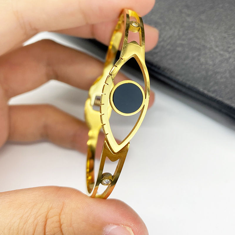 Miniature : Zirconia Charm Stainless Steel Bangles Bracelets for Women 18K Gold