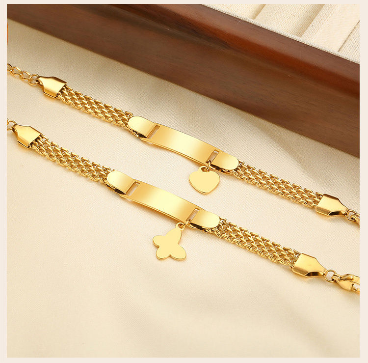 Thumbnail: Personalized Baby ID Name Bracelet Engraved Name , Adjustable Chain With Heart B