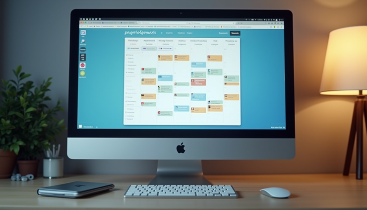 Eye-level view of a computer screen displaying Clawdbot scheduling interface