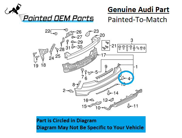 Painted 2016-2018 Audi A7 Quattro Rear Tow Hook Cover | Genuine OEM
