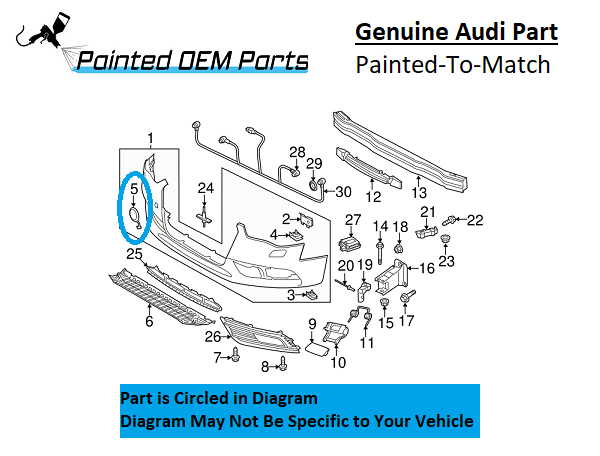 Painted 2013-2016 Audi S4 Front Tow Hook Cover | Genuine OEM