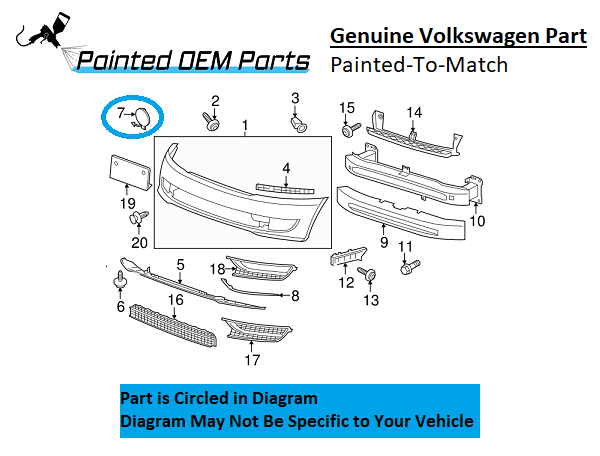 Painted 2012-2015 Volkswagen Passat Front Tow Hook Cover | Genuine OEM