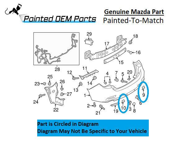 Painted 2014-2017 Mazda 6 Mazda6 Rear Tow Hook Cover | Genuine OEM