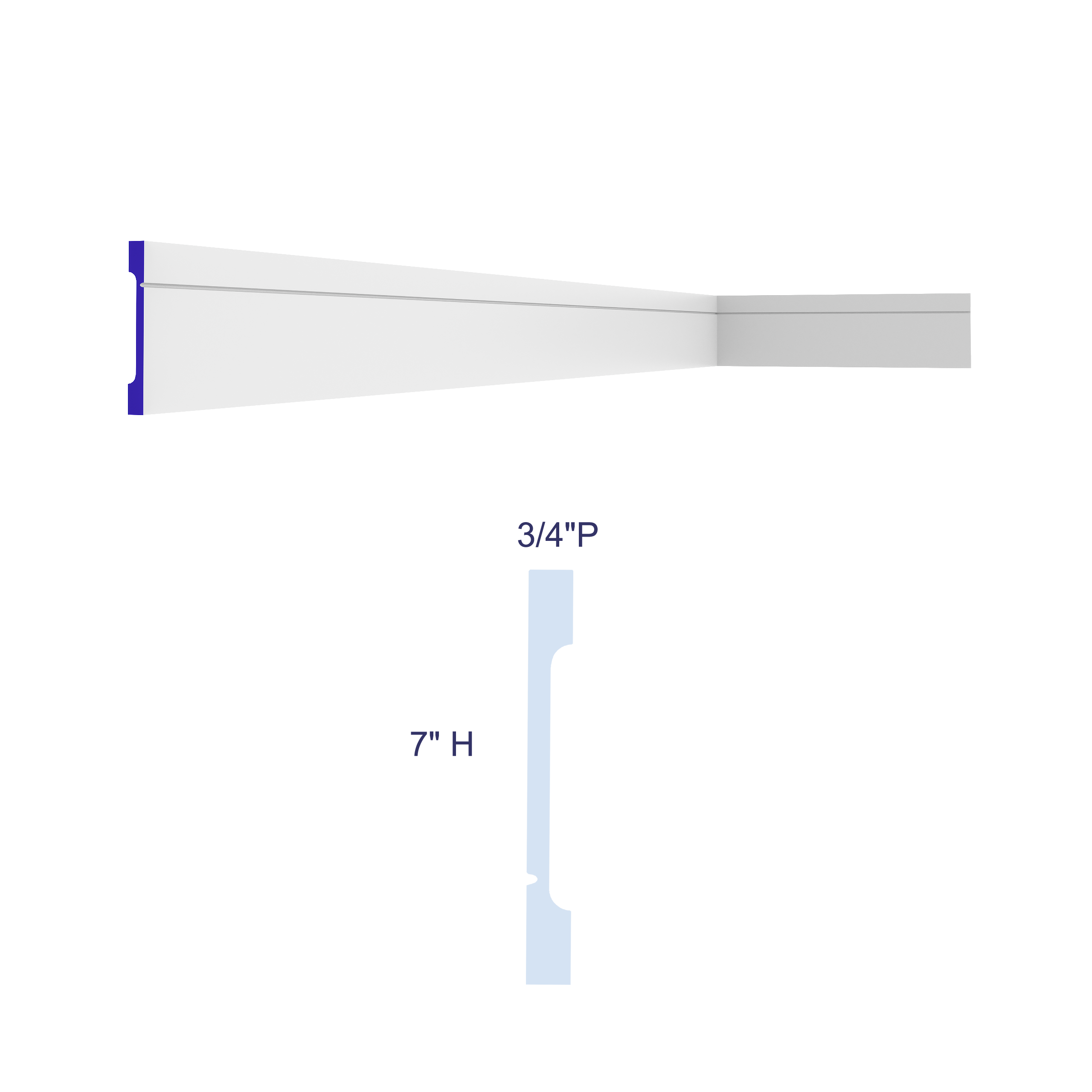 4080 Baltimore Baseboard Molding (Tall)  7"H x 3/4"P x 94 1/2"L