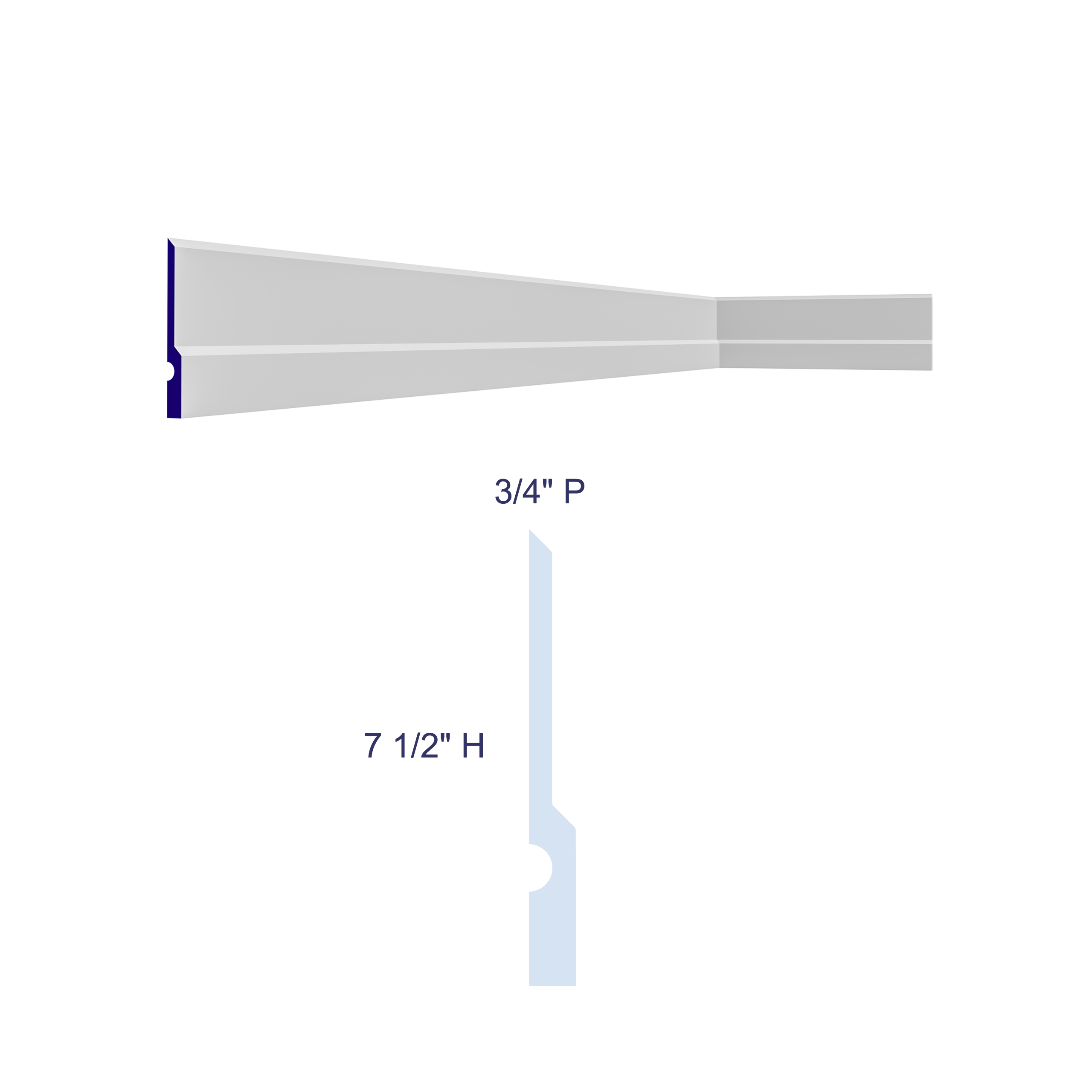 4078 Cincinnati Baseboard Molding (Tall) 7 1/2"H x 3/4"P x 94 1/2"L