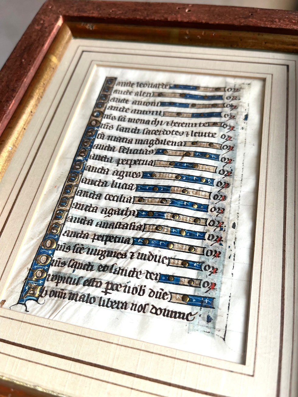 サムネイル： 15世紀 オランダ 金彩時祷書零葉 連祷