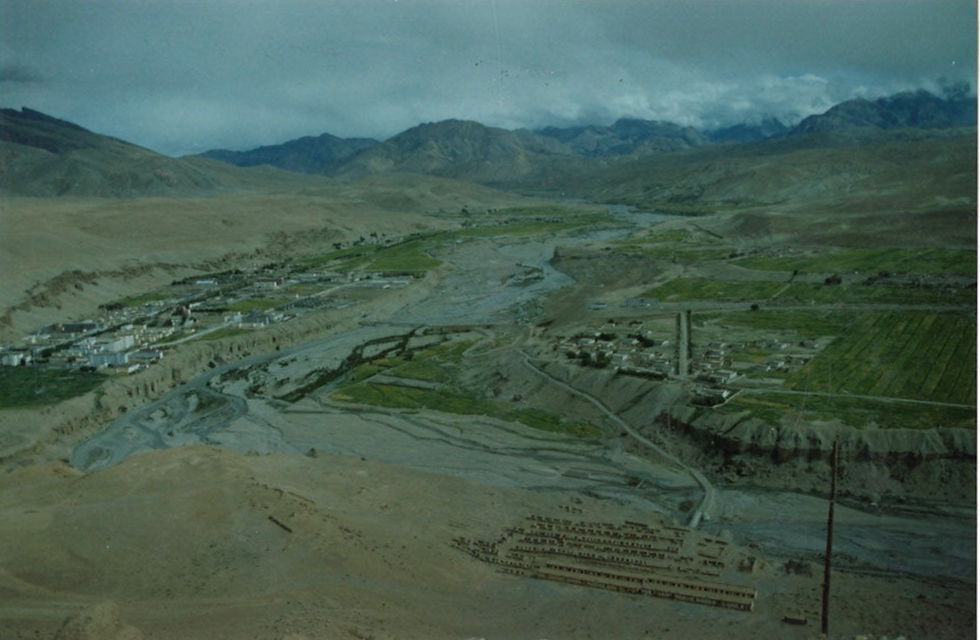 The Taklakot Mandi, Tibet. At the bottom right are the ruins of old Mandi and across the river (mid left) is the new Mandi.