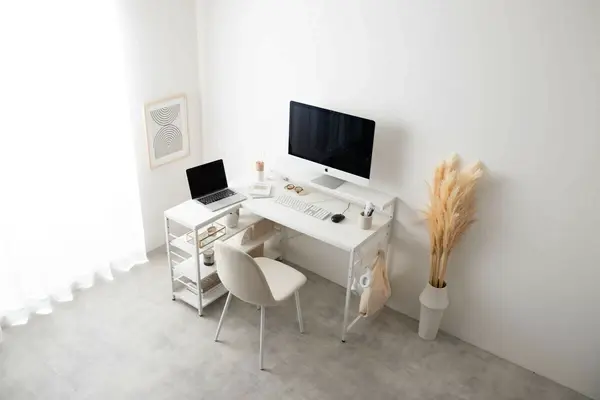 サムネイル： 【幅120cm】Lauren L字デスク　ホワイト