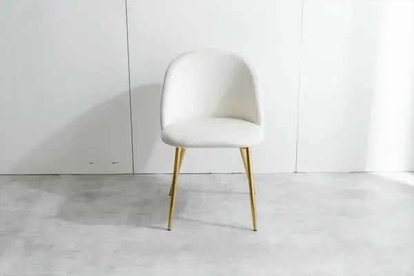 サムネイル： 【単品】Mia ベロアダイニングチェア　グレー/ゴールド