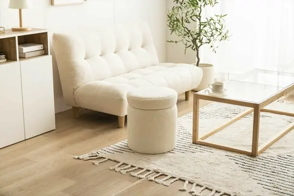 サムネイル： 【幅36cm】Kurum 収納付きスツール　アイボリー