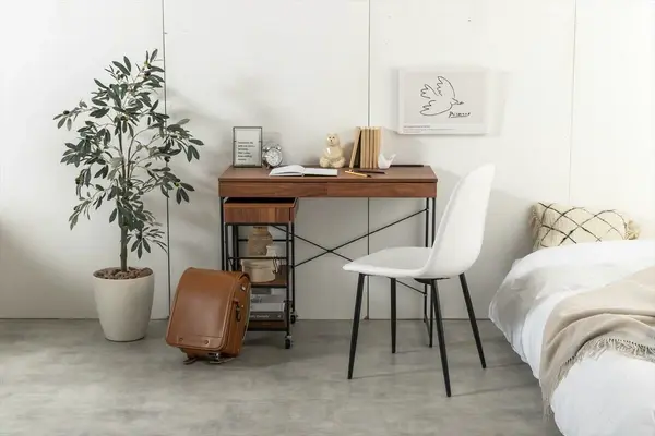 サムネイル： 【2点セット】Amitie 幅90cm デスク&ラックセット　ブラウン