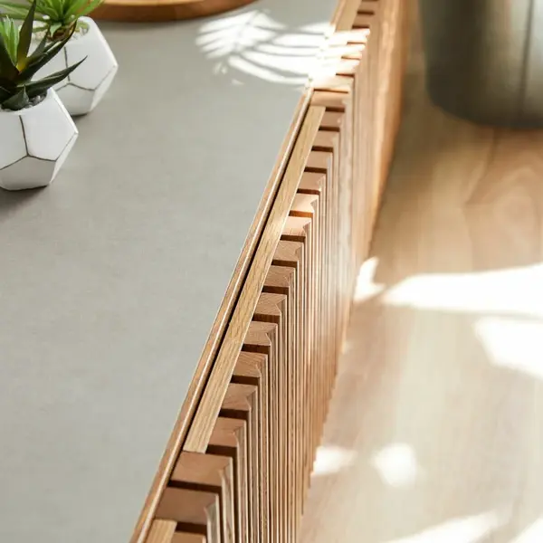 サムネイル： 【200幅テレビボード】ビショップ 格子とセラミック調が特徴　無垢材のTVボード　ヴィンテージナチュラル色