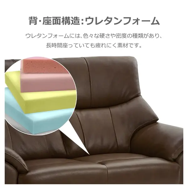 サムネイル： 革張りソファ サイモンII　3P ベージュ