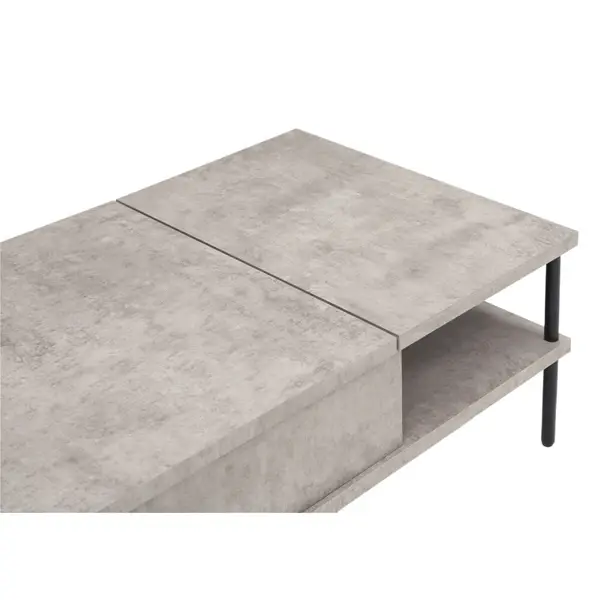 サムネイル： 【昇降リビングテーブル】収納力抜群なリフティングセンターテーブル　幅100cm　アイセル コンクリート