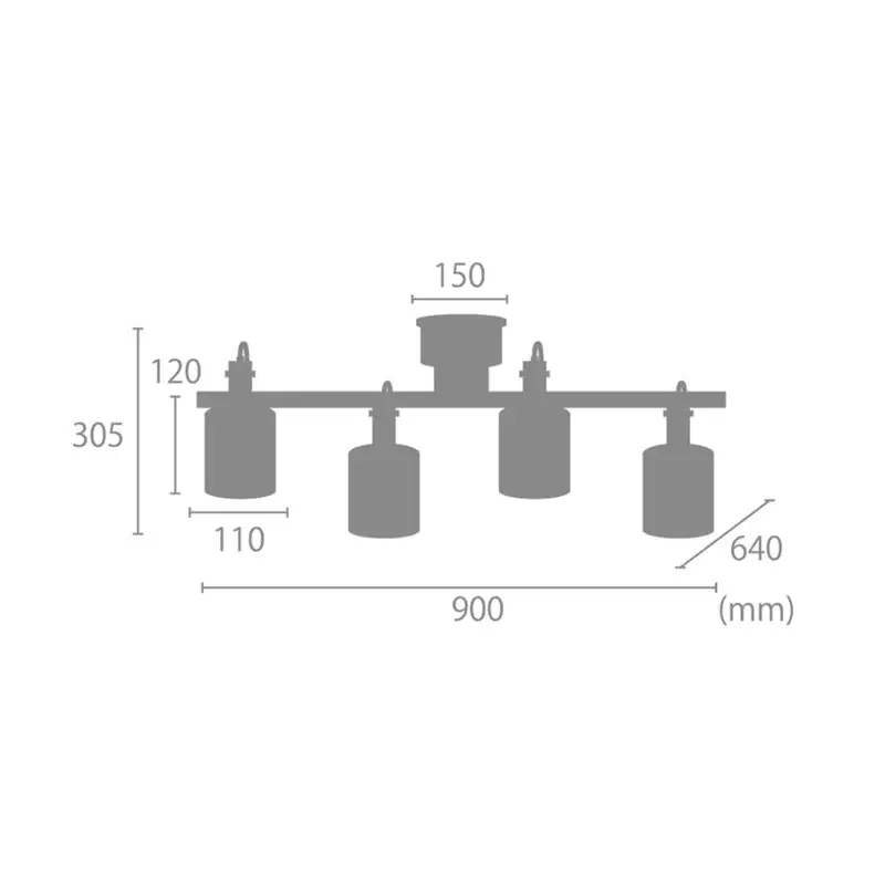サムネイル： REVO レヴォ 4灯シーリングスポット 　ブラック