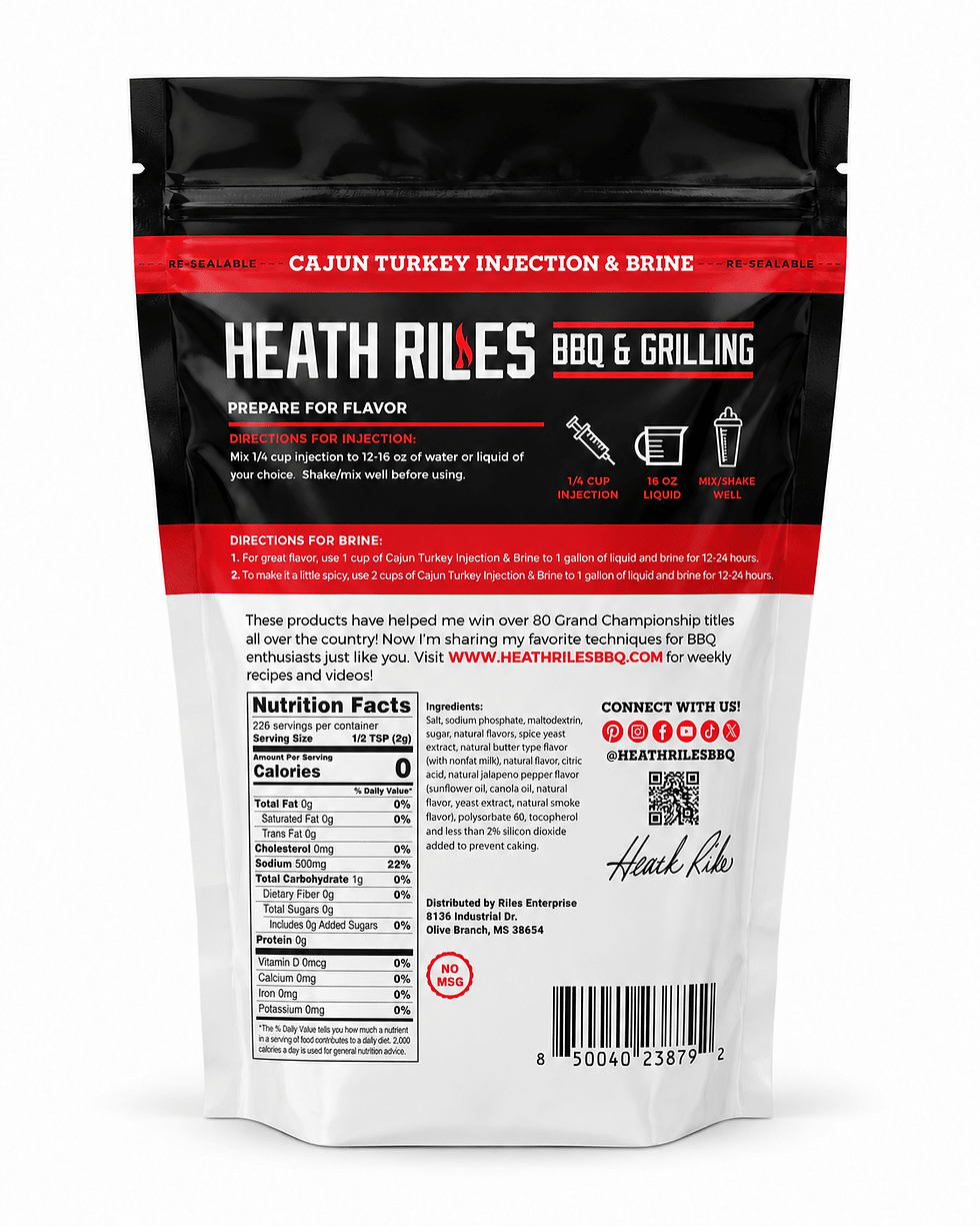 Heath Riles Cajun Turkey Injection & Brine directions and ingredients