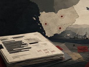 Illustration éditoriale montrant un dossier militaire, une carte du Yémen et trois frappes évaluées par le Pentagone.