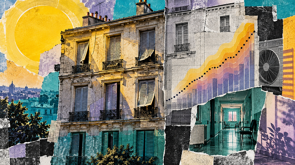Une façade d’immeuble exposée à la chaleur se transforme en registre statistique de mortalité.