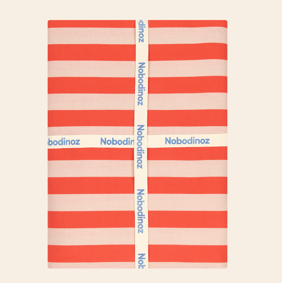 Miniature : Nappe rayée 150 x 250 cm Corail NOBODINOZ