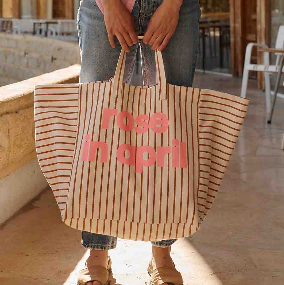 Miniature : Sac cabas Rayures Pécan Edition limitée ROSE IN APRIL