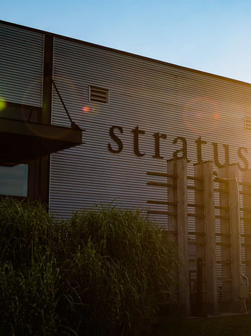 stratus building at sunset