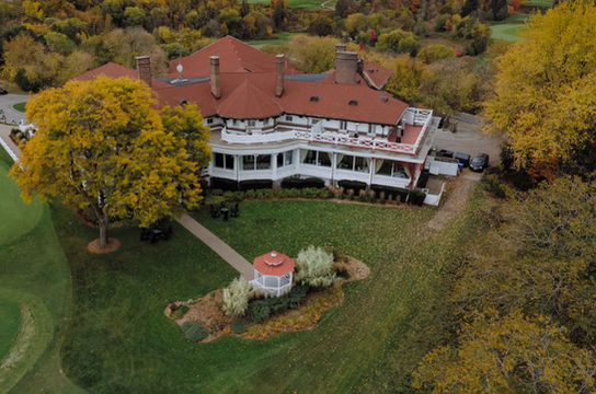 aerial photo of scarborough golf club in autumn