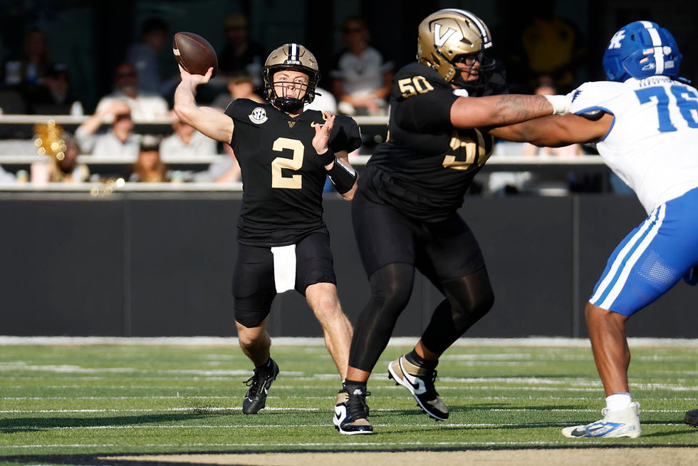 NASHVILLE, TN — 22 NOVEMBRE : Le quarterback des Vanderbilt Commodores, Diego Pavia (n°2), lors d’un match entre Vanderbilt et les Kentucky Wildcats, le 22 novembre 2025 au FirstBank Stadium à Nashville, Tennessee. (Photo par Matthew Maxey/Icon Sportswire)