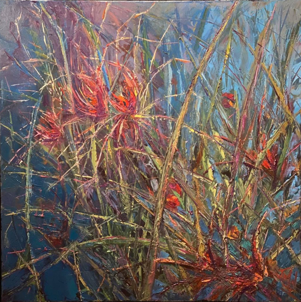 "Lilies Considered II" Oil on canvas, 30x30