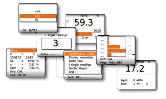 fischer feritscope multiple screens show