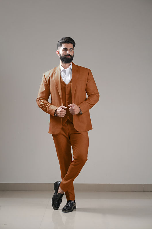 Rust Suit Jacket Men Rust Tweed Suit Burnt Orange Tuxedo (Jacket