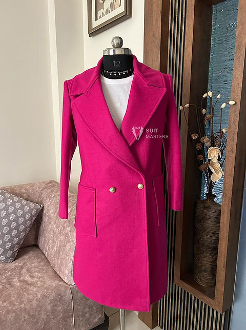 Dark pink long coat clearance