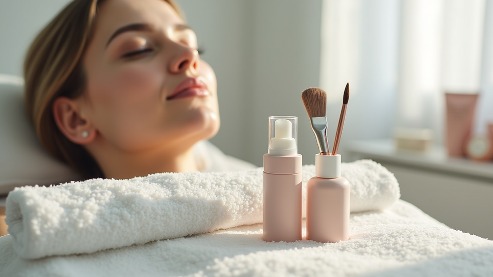 Eye-level view of a skincare treatment room with esthetician tools neatly arranged