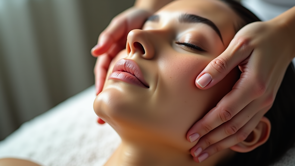 Close-up view of a facial massage focusing on inner cheek muscles