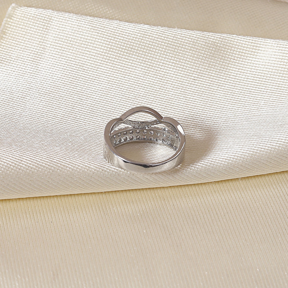 Thumbnail: Ridhar Silver-Plated Crystal Ring with Stone
