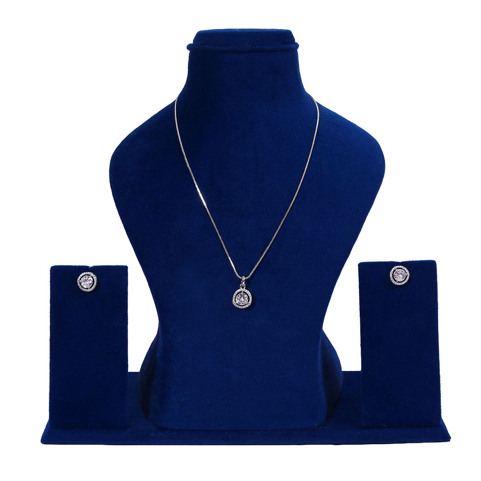 Thumbnail: Ridhar Chain Pendant Set with Earrings in Pink