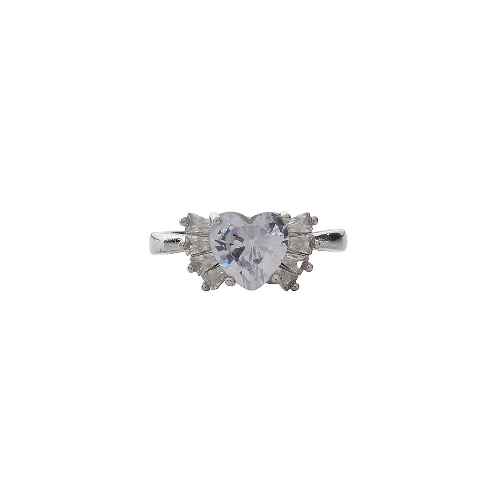 Thumbnail: Ridhar Silver-Plated Heart-Shaped Crystal Ring for Women & Girls