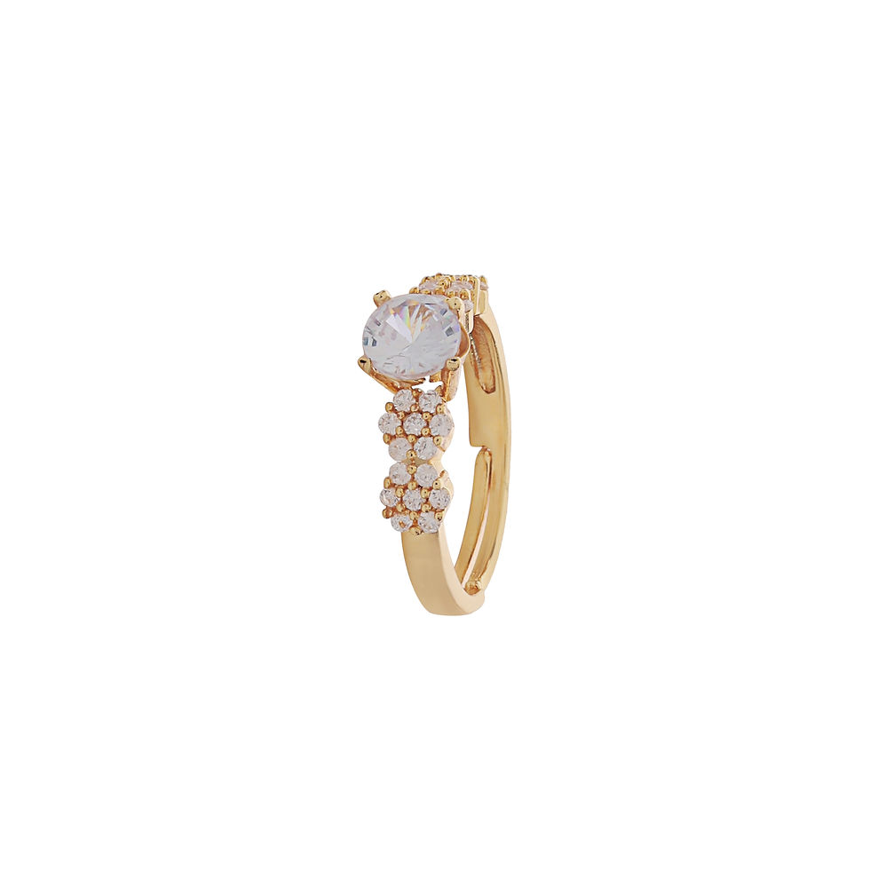 Thumbnail: Ridhar Yellow Gold-Plated Crystal Ring with Stone