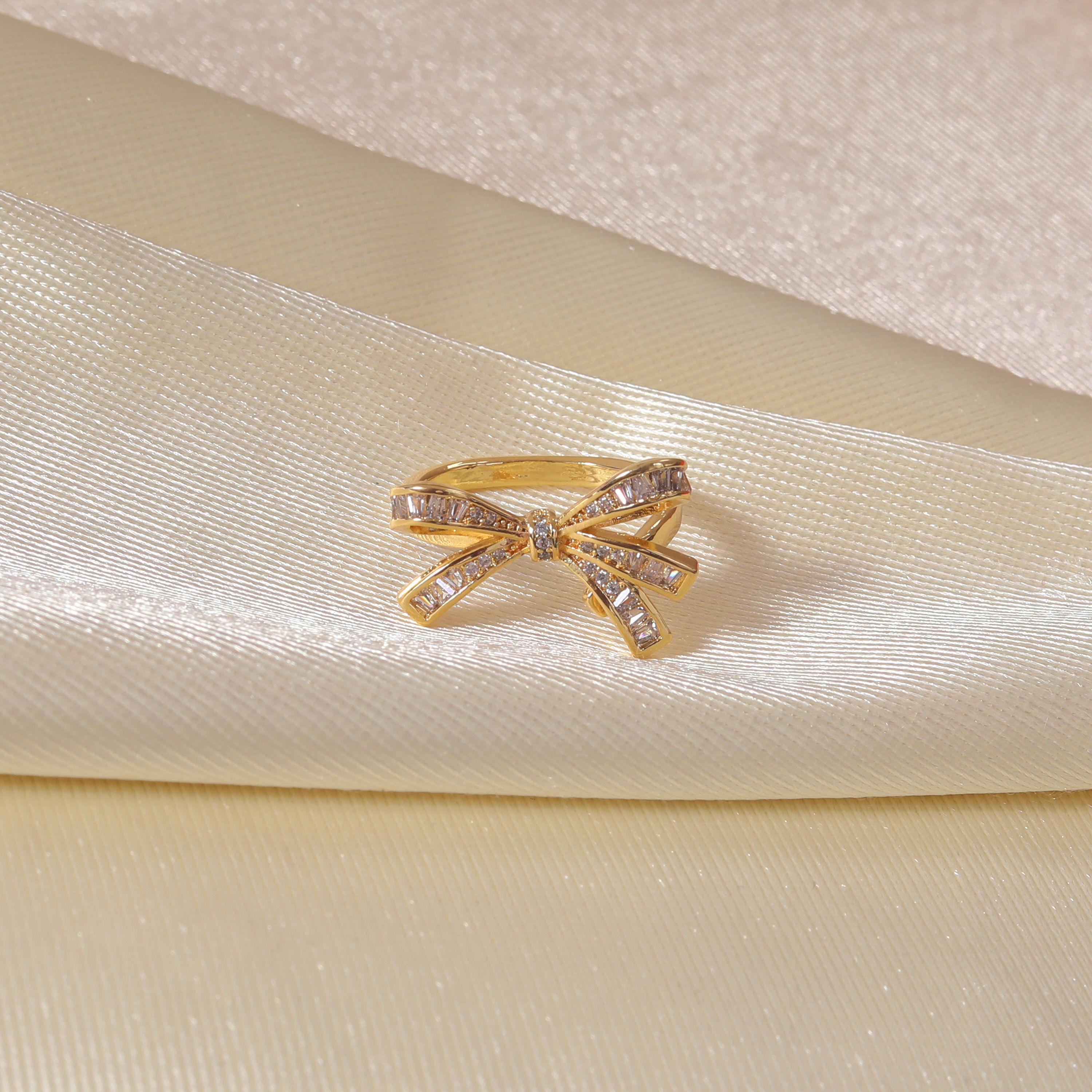 Ridhar Yellow Gold-Plated Crystal Ring with Stone