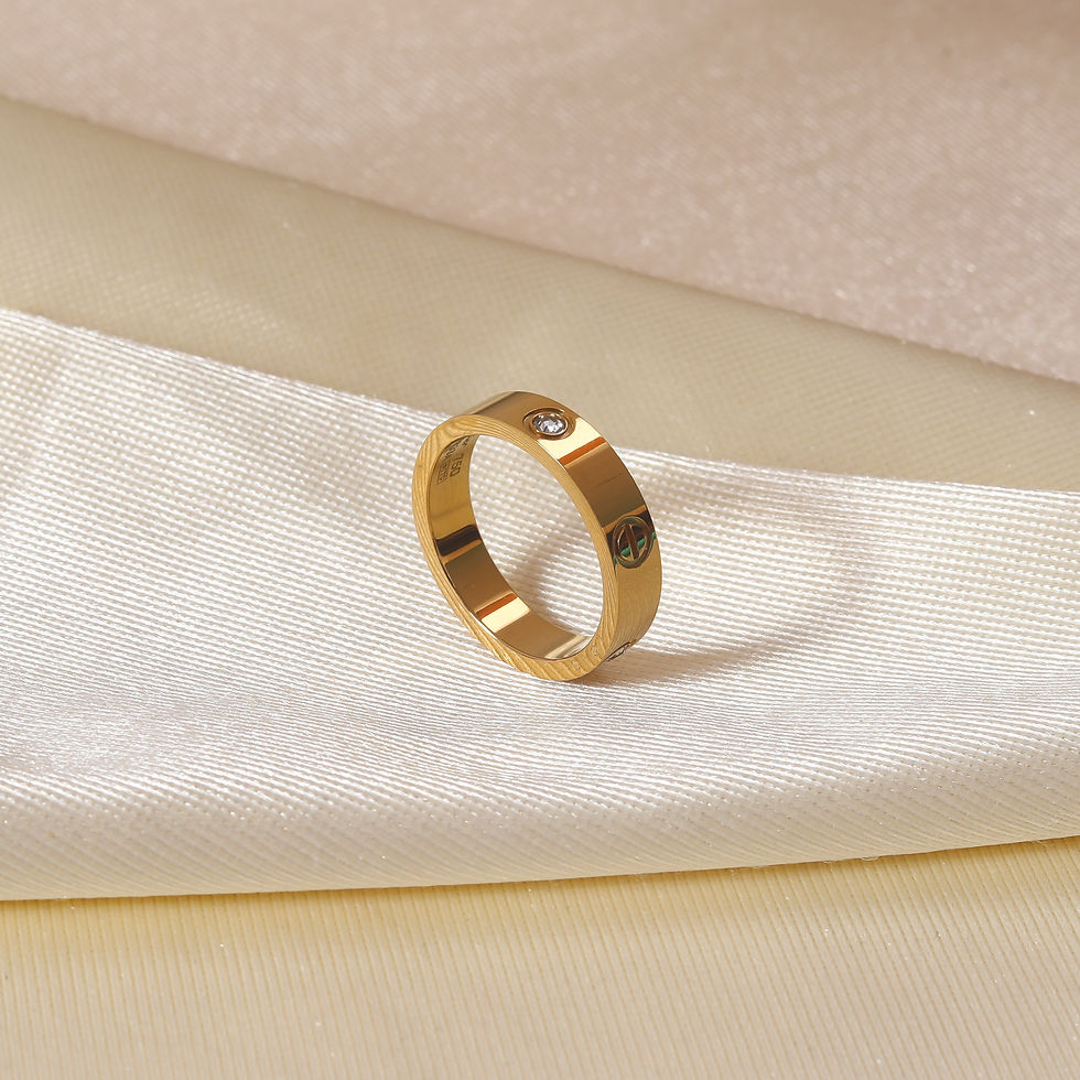 Thumbnail: Ridhar Yellow Gold-Plated Crystal Ring with Stone