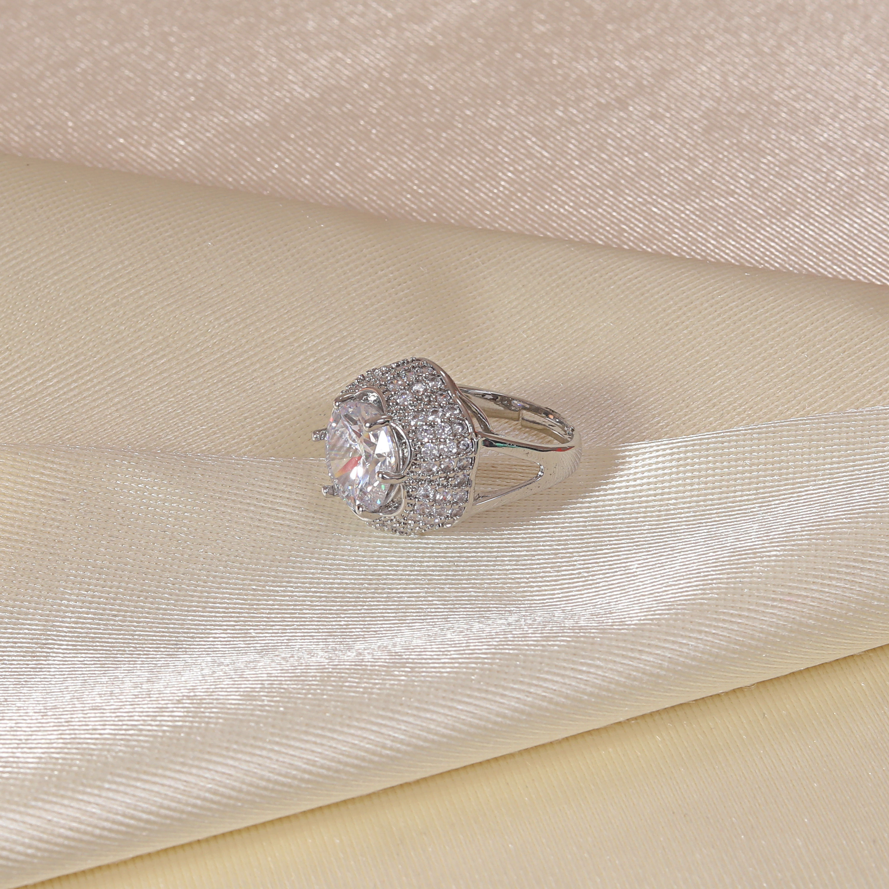 Ridhar Antique Ethnic Statement Jewelry with White CZ Accents Ring