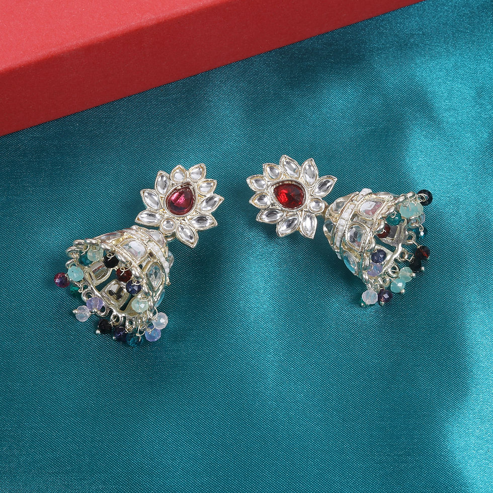 Thumbnail: Ridhar Yellow Stone-Studded Silver-Plated Statement Dangler Earrings