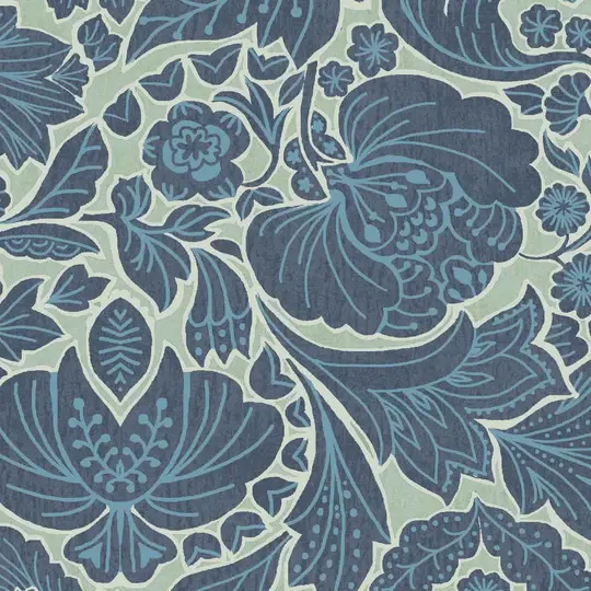 Folk Floral | aqua blue (wallpaper)