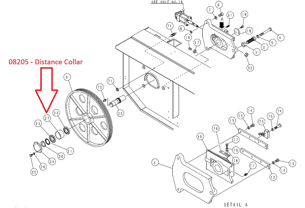 Thumbnail: 08205 Distance Collar for Amada H-1080 Band Saws