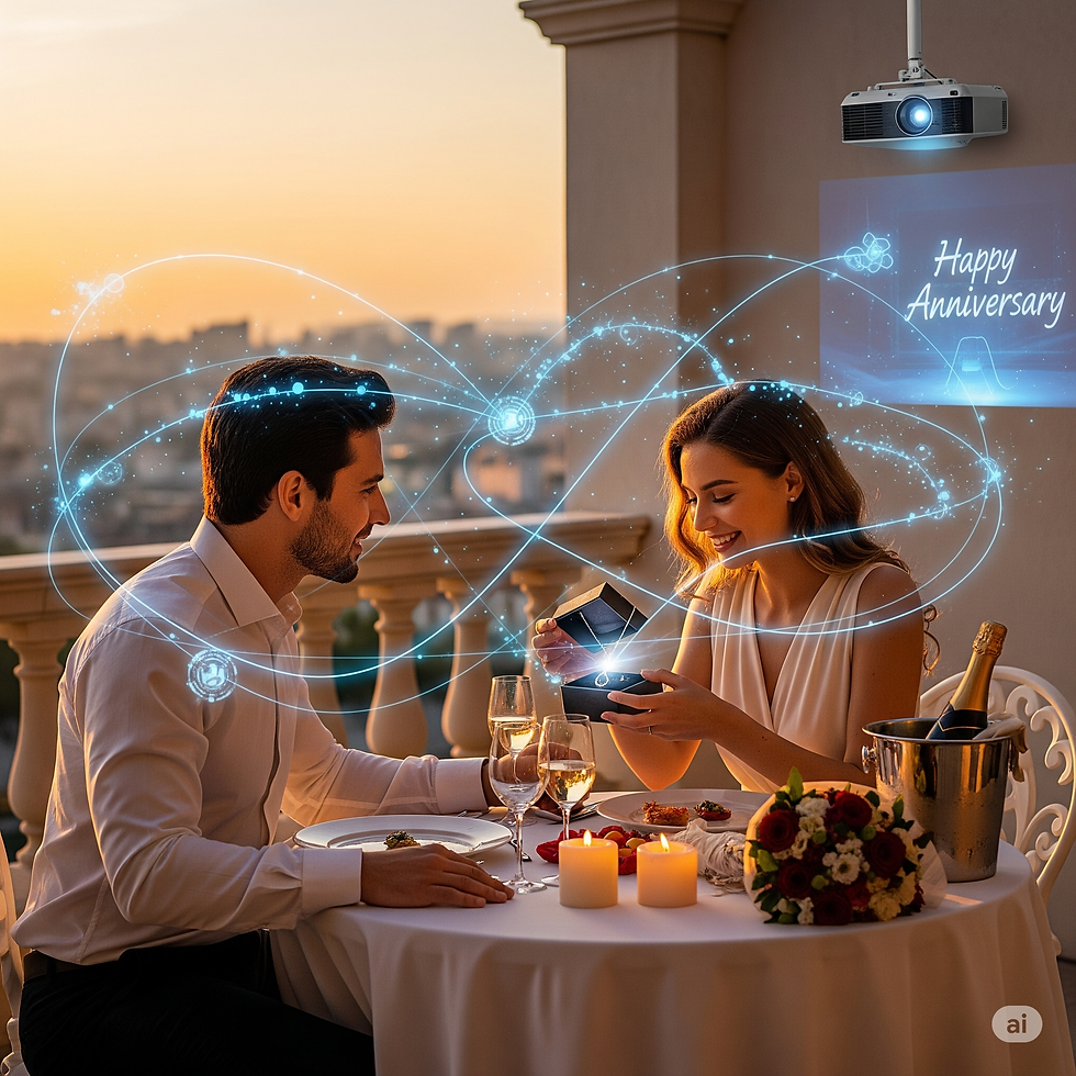 Sunset, romance, and seamless anniversary perfection. AI had every detail covered.
