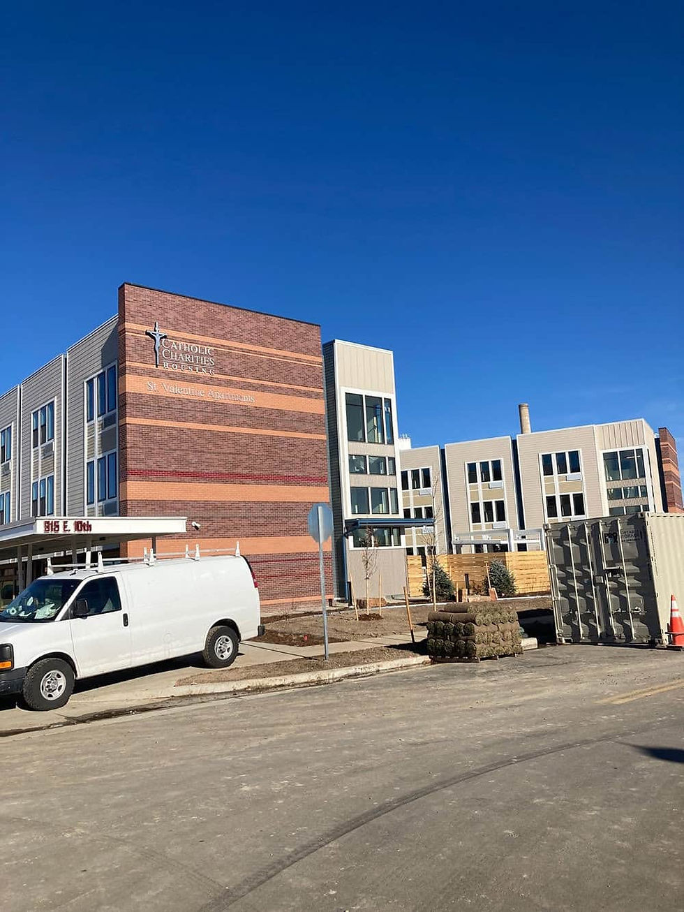 The brand-new St. Valentine’s Apartments is a new and innovative supportive housing complex in Loveland, located at 915 E. 10th Street. It provides housing for people who are exiting homelessness. The building has 48 one-bedroom and six two-bedroom units with a total 54 units. (Photo provided)