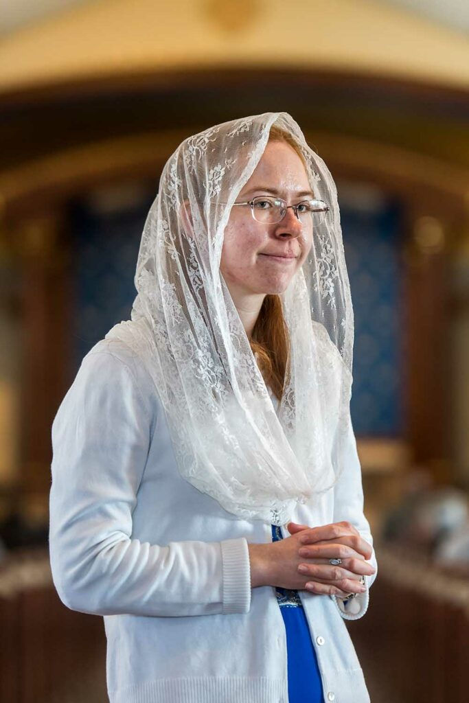 Claire Woodbury is a local artist and iconographer at Holy Trinity Parish in Westminster. She’s discovered more about herself than she expected to in the four years since she’s taken up iconography. (Photo by Daniel Petty/Denver Catholic)
