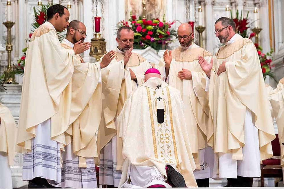 A white sun symbolizing the Holy Spirit against a blue to yellow gradient, representing hope.