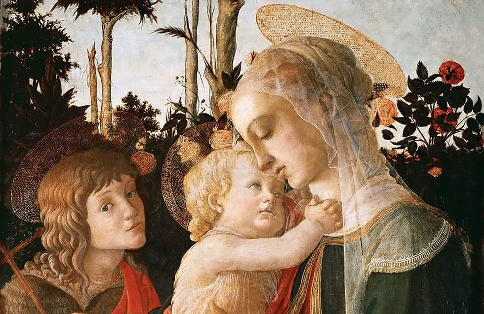 A white sun symbolizing the Holy Spirit against a blue to yellow gradient, representing hope.