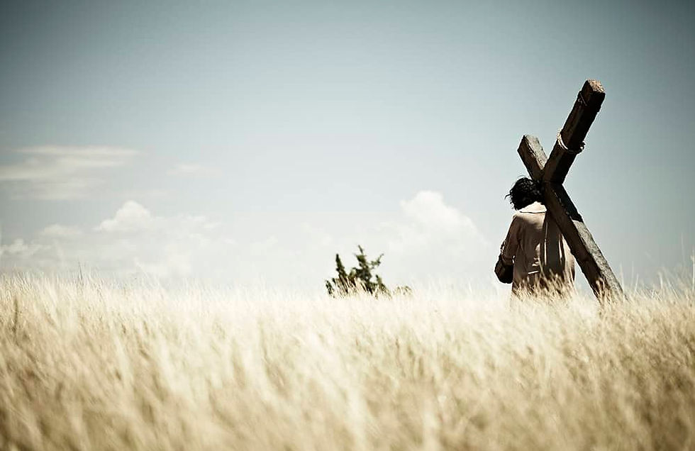 A white sun symbolizing the Holy Spirit against a blue to yellow gradient, representing hope.